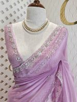 Organza with spiral beads and peal flower border - Image 6