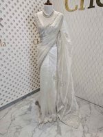 Organza with spiral beads and peal flower border - Image 10