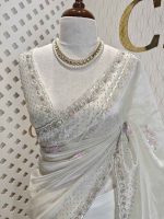 Organza with spiral beads and peal flower border - Image 9