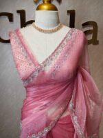 Organza with spiral beads and peal flower border - Image 26