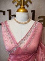 Organza with spiral beads and peal flower border - Image 27