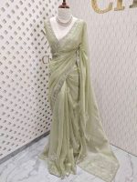 Organza with spiral beads and peal flower border - Image 13