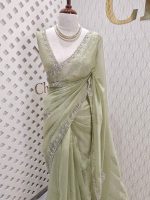 Organza with spiral beads and peal flower border - Image 11