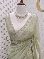 Organza with spiral beads and peal flower border - Image 12