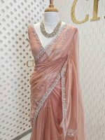 Organza with spiral beads and peal flower border - Image 14
