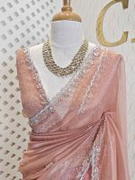 Organza with spiral beads and peal flower border - Image 15