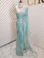 Organza with spiral beads and peal flower border - Image 19