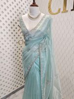 Organza with spiral beads and peal flower border - Image 17