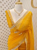 Organza with spiral beads and peal flower border - Image 47
