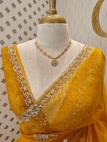 Organza with spiral beads and peal flower border - Image 48