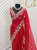 Organza with pearl and thread flower
