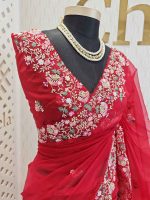 Organza with pearl and thread flower - Image 2