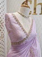 Organza with climber plant thread work with cut beads and stone - Image 14