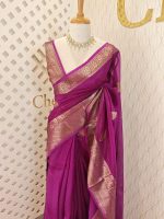Organza banarasi with flower and leaf buttas