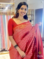 soft katan with small flower bouquet design