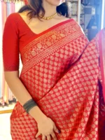 soft katan with small flower bouquet design - Image 2