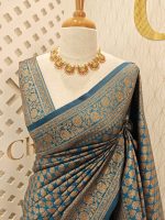 soft katan with small flower bouquet design - Image 18