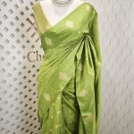 Soft silk with raindrop butta and silver detailed border