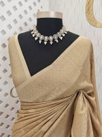 Soft tussar banarasi with flower and leaf plant buttas - Image 8