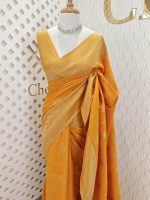 Soft tussar banarasi with flower and leaf plant buttas
