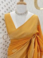 Soft tussar banarasi with flower and leaf plant buttas - Image 2
