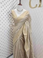 Semi tussar with floral dot embroidery