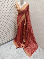 Semi tussar with floral dot embroidery - Image 5