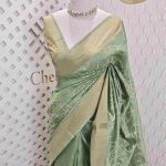 Semi tussar with geometrical stitch embroidery