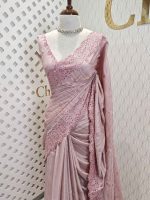 Semi tussar with ellipsoid shape  border  with cut work - Image 5