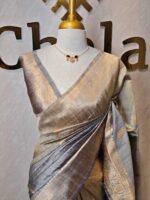 Tussar Banarasi double shade with spiar shape buttas - Image 4