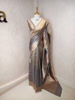 Tussar Banarasi double shade with spiar shape buttas - Image 6