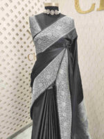 Banarasi with plain body brocade blouse - Image 5