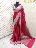 Banarasi with plain body brocade blouse - Image 3