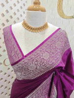 Banarasi with plain body brocade blouse - Image 9