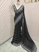 Crepe georgette with creeping flowers on beads strips - Image 15