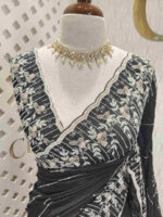 Crepe georgette with creeping flowers on beads strips - Image 14