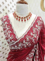 Crepe georgette with creeping flowers on beads strips - Image 9