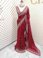 Crepe georgette with creeping flowers on beads strips - Image 8