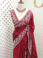 Crepe georgette with creeping flowers on beads strips - Image 7