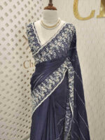 Crepe georgette with creeping flowers on beads strips - Image 6