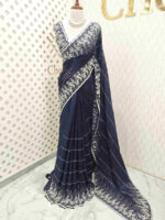 Crepe georgette with creeping flowers on beads strips - Image 5