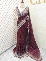 Crepe georgette with creeping flowers on beads strips - Image 3