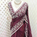 Crepe georgette with creeping flowers on beads strips