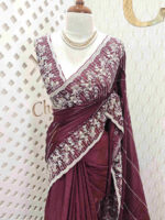 Crepe georgette with creeping flowers on beads strips