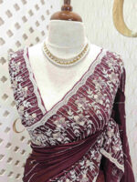Crepe georgette with creeping flowers on beads strips - Image 2