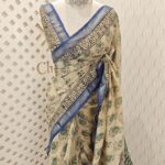 Chanderi with mehandi mango block print