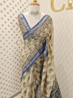 Chanderi with mehandi mango block print