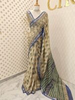 Chanderi with mehandi mango block print - Image 3