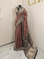 Chanderi with small flower and diamond border block print - Image 3