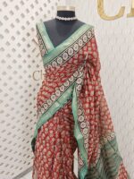 Chanderi with tulip block print